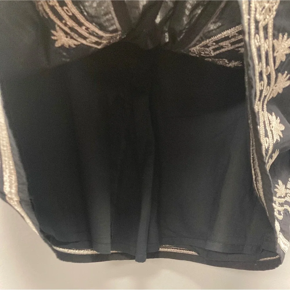 Y2K Old Navy Womens Black Silver Metallic Embroidered Skirt‎ Low Waist Size 2